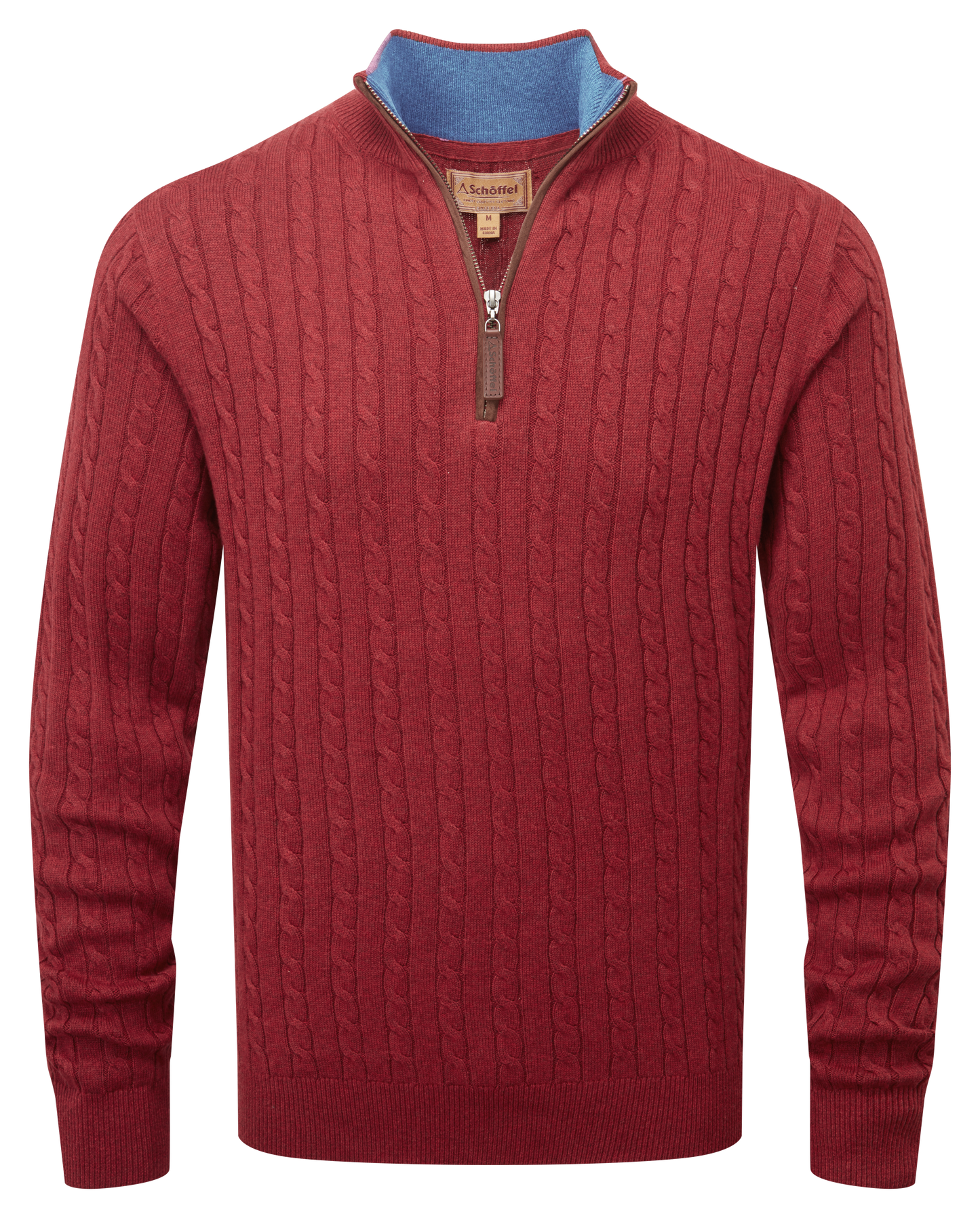 Schoffel - Cotton Cashmere Cable 1/4 Zip - Colour: Chilli