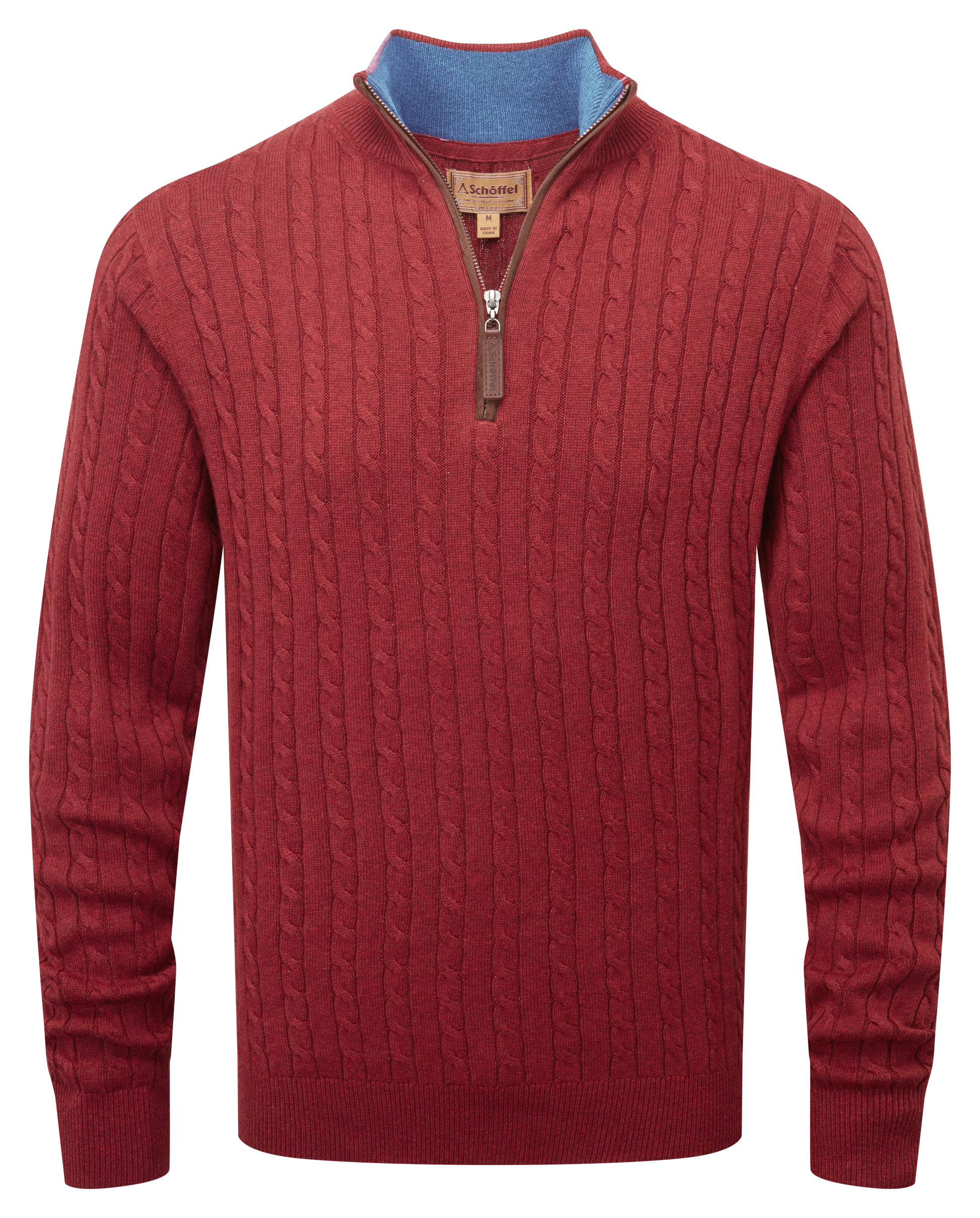 Schoffel - Cotton Cashmere Cable 1/4 Zip - Colour: Chilli