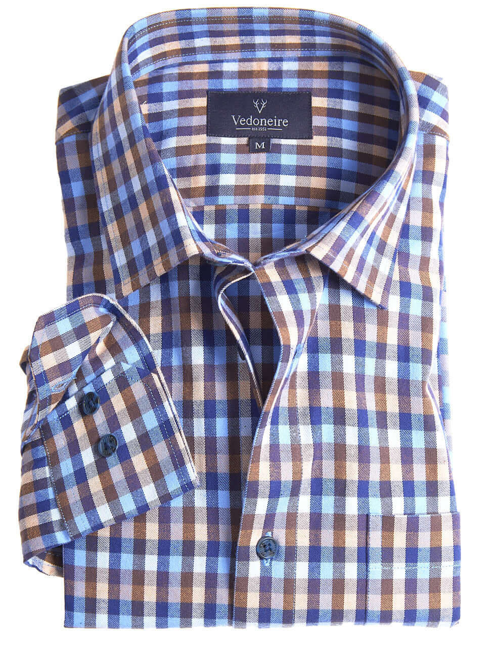 Vedoneire - Brushed Cotton Checked Shirt - Colour: Harvest Blue