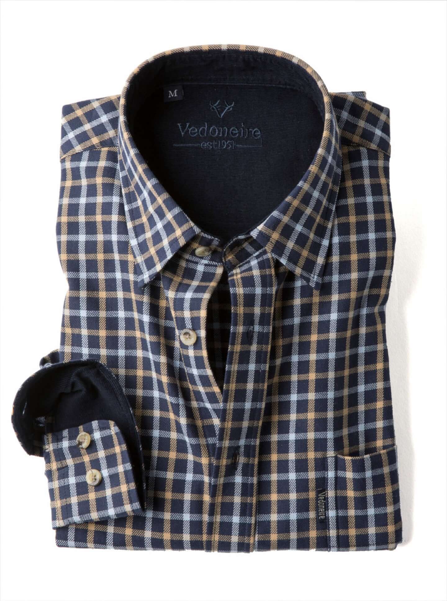 Vedoneire - Kyle Brushed Cotton Shirt - Colour: Navy Check