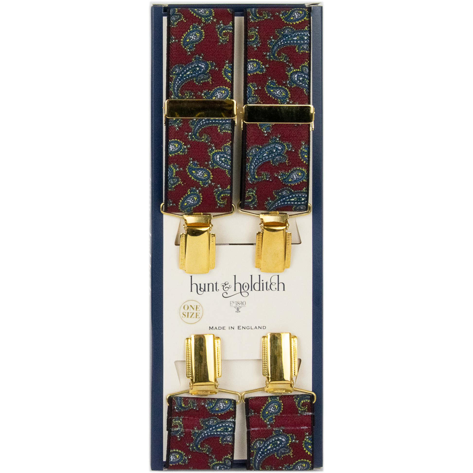 Hunt & Holditch - Fancy Clip Braces - Paisley - Colour: WINE