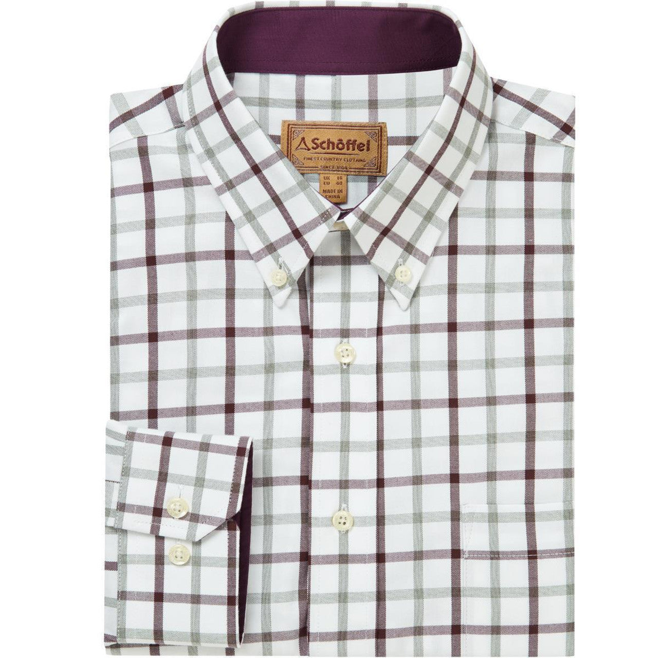 Schoffel - Brancaster Checked Classic Shirt - Colour: Wine Check