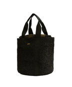 Barbour Lily black beach tote bag – tartan trim detail