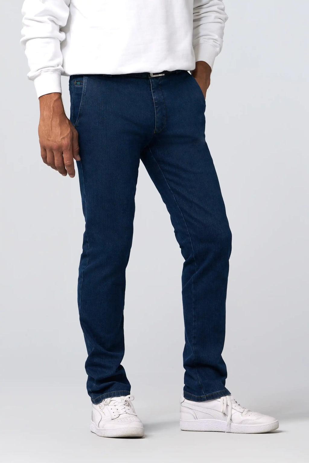 Meyer Roma Denim Chino – Mid Denim – Front View