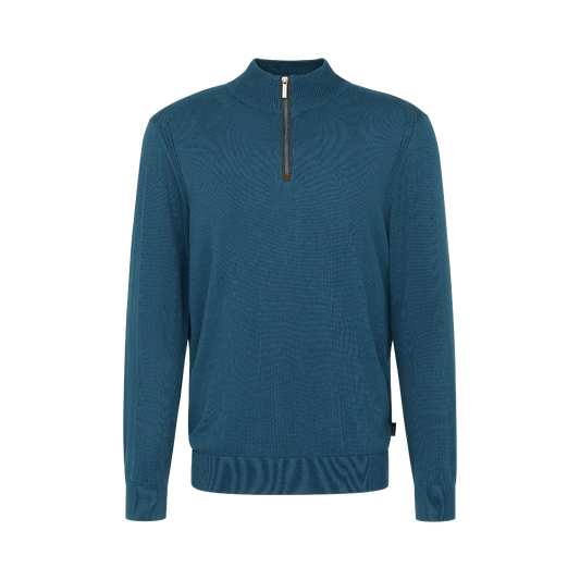 Bugatti - Fine Cotton Cashmere 1/4 Zip Pullover - Colour: Storm Blue