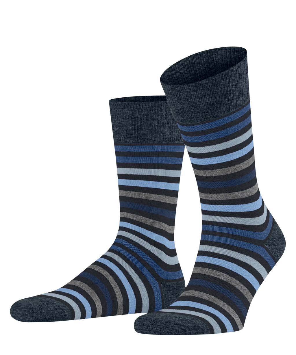 Falke - Tinted Stripe Cotton Socks - Colour: Dark Navy