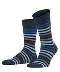 Falke - Tinted Stripe Cotton Socks - Colour: Dark Navy
