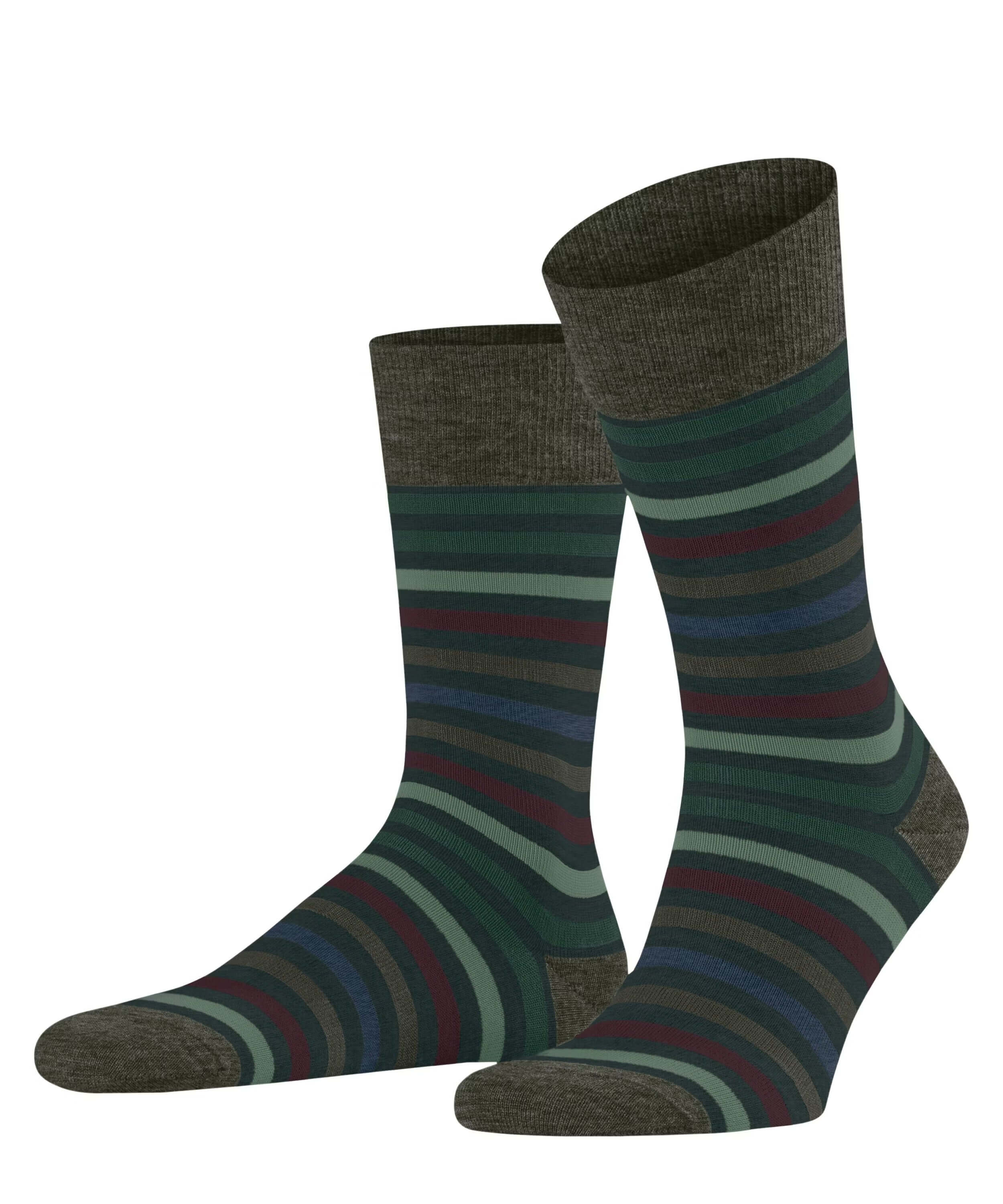 Falke - Tinted Stripe Cotton Socks - Colour: Wald