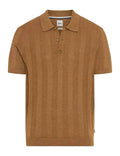 Brax Pascal Knitted Polo Shirt in Peanut – front view
