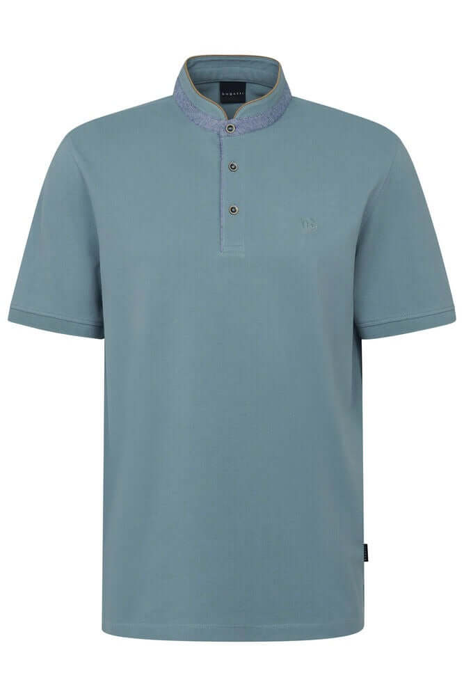 Bugatti Stand Collar Polo Shirt in Mallard