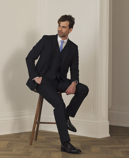 Magee - Mix & Match Plain Wool Suit Trousers - Colour: Black