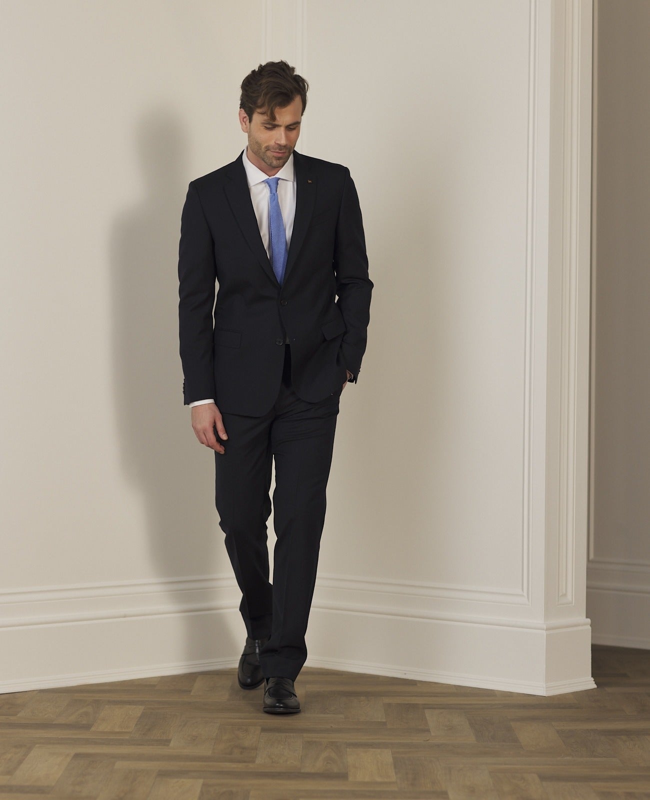 Magee - Mix & Match Plain Wool Suit Trousers - Colour: Black