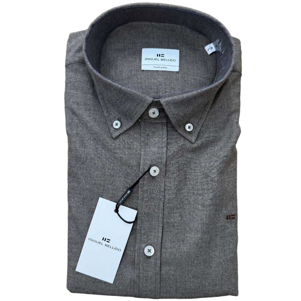 Miguel Bellido cotton twill shirt in Brown Twill – front view