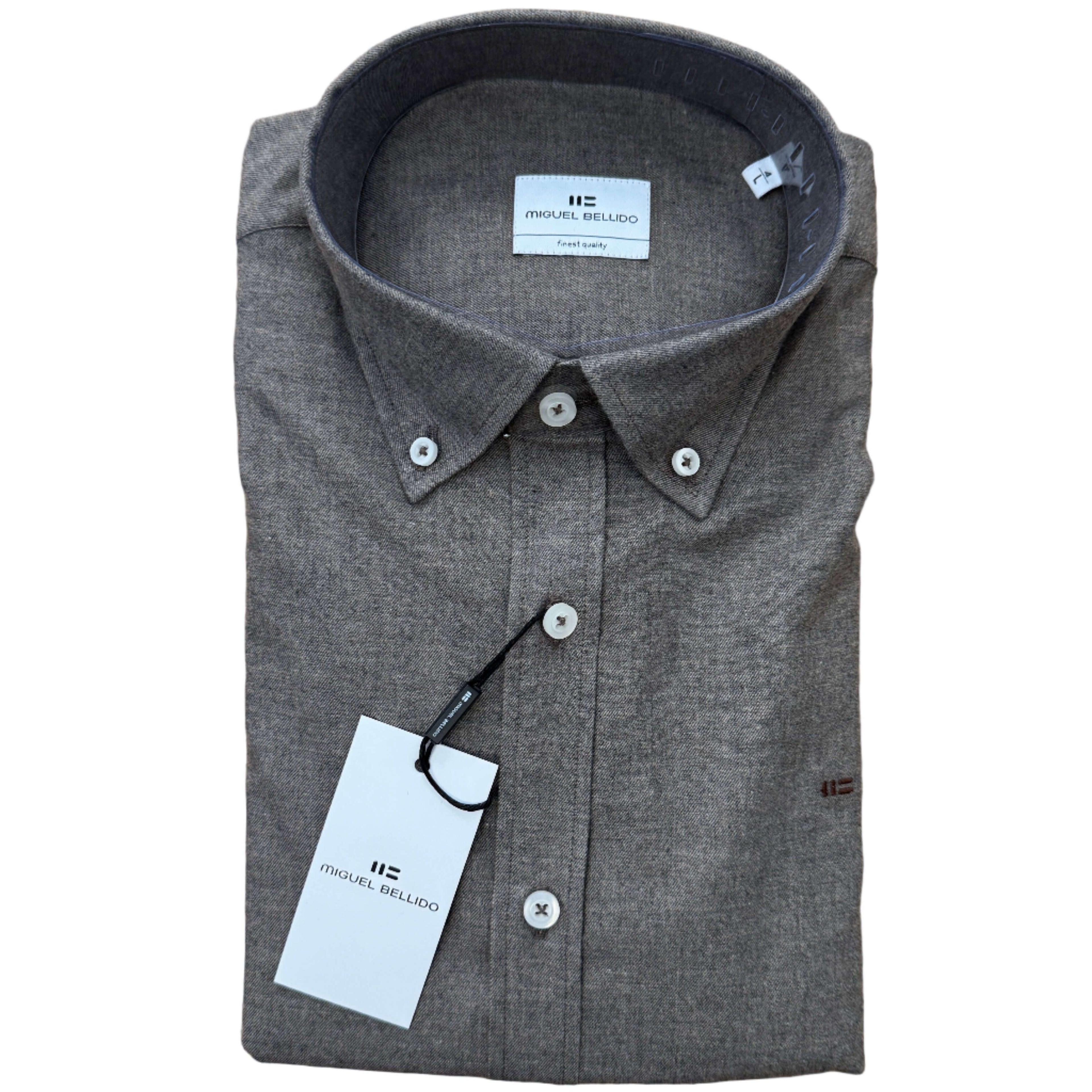 Miguel Bellido cotton twill shirt in Brown Twill – front view