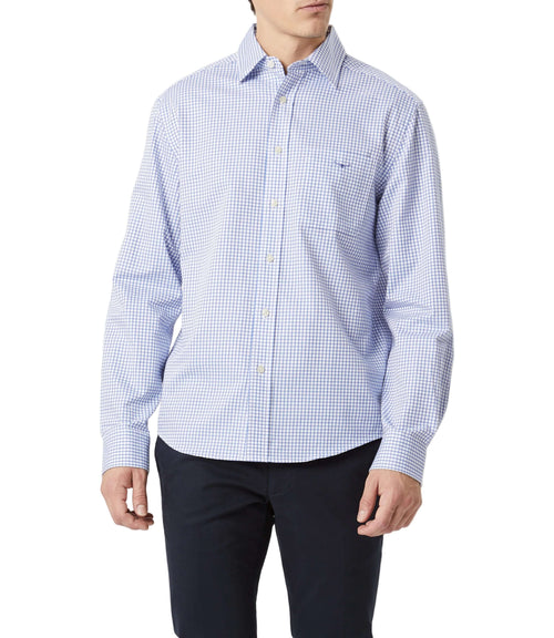 R.M.Williams Brunswick Twill Check Shirt in White Blue