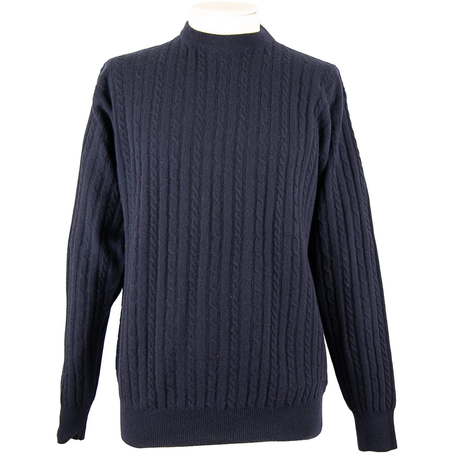 Massoti - Cabled Crew Neck Lambswool Pullover - Colour: Navy