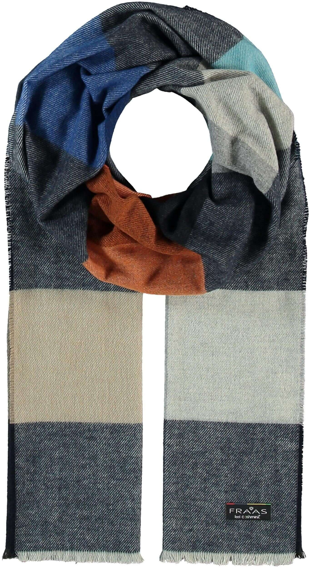 Fraas - Block Check Scarf - Colour: Navy Multi