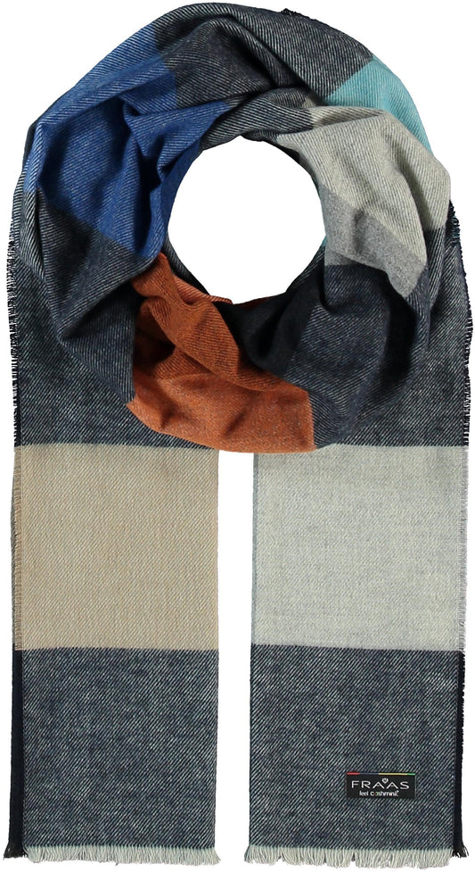 Fraas - Block Check Scarf - Colour: Navy Multi