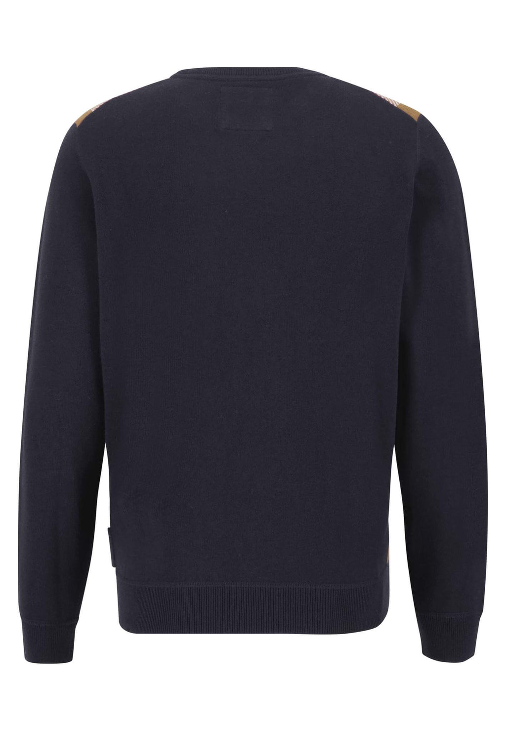 Fynch Hatton - Crew Neck Cotton / Wool Pullover - Colour: Navy/Camel Check
