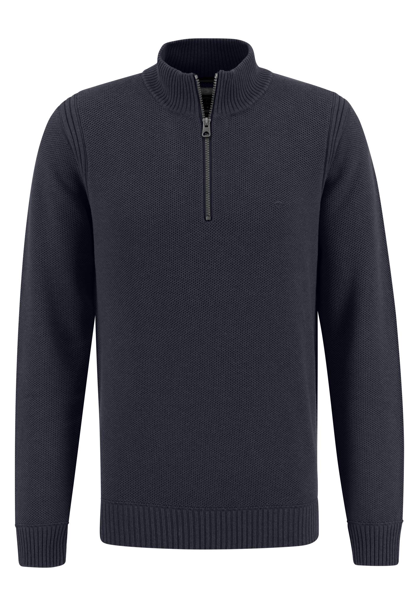 Fynch Hatton - 1/4 Zip Pullover | Cotton Structure - Colour: Navy