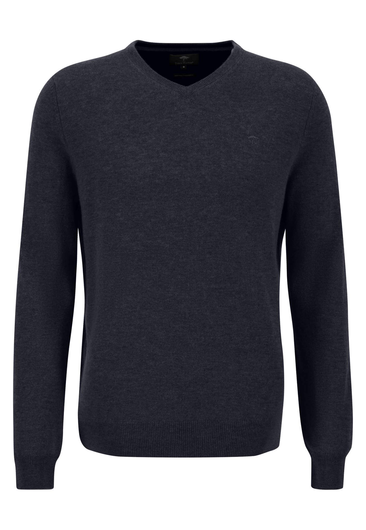 Fynch Hatton - V Neck Pullover | Merino Cashmere - Colour: Navy