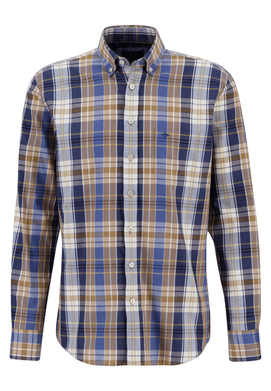 Fynch Hatton - Checked Shirt Button Down Collar - Colour: Camel Check