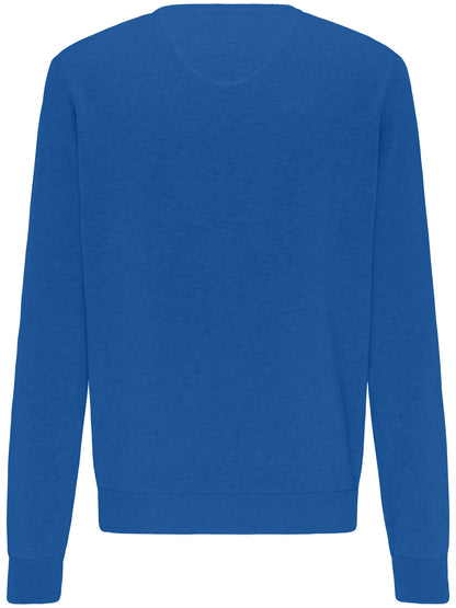 Fynch Hatton - V Neck Cotton Pullover - Colour: Azure