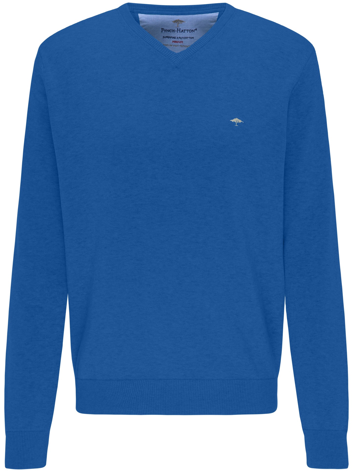 Fynch Hatton - V Neck Cotton Pullover - Colour: Aero