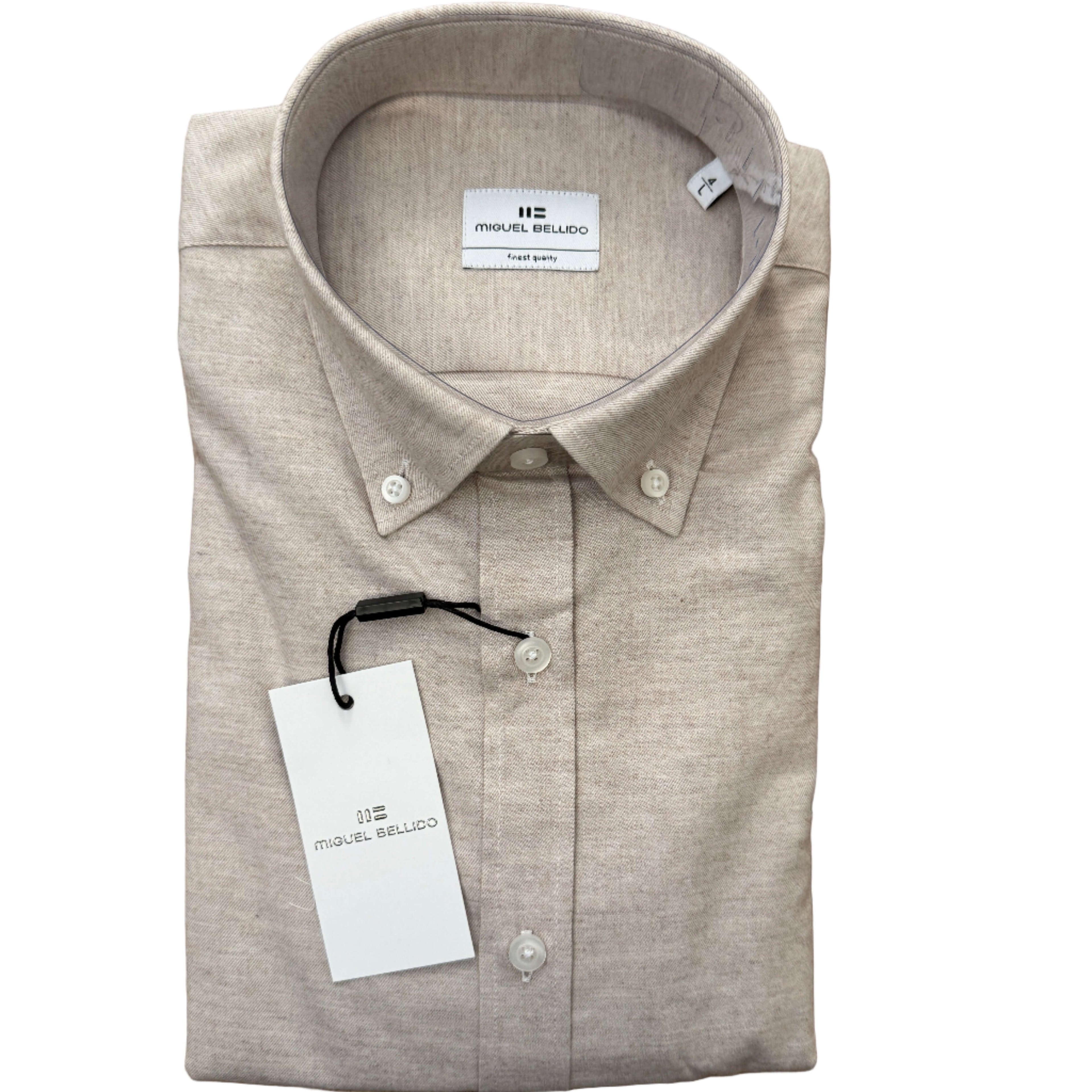 Miguel Bellido cotton twill shirt in Fawn Twill – front view