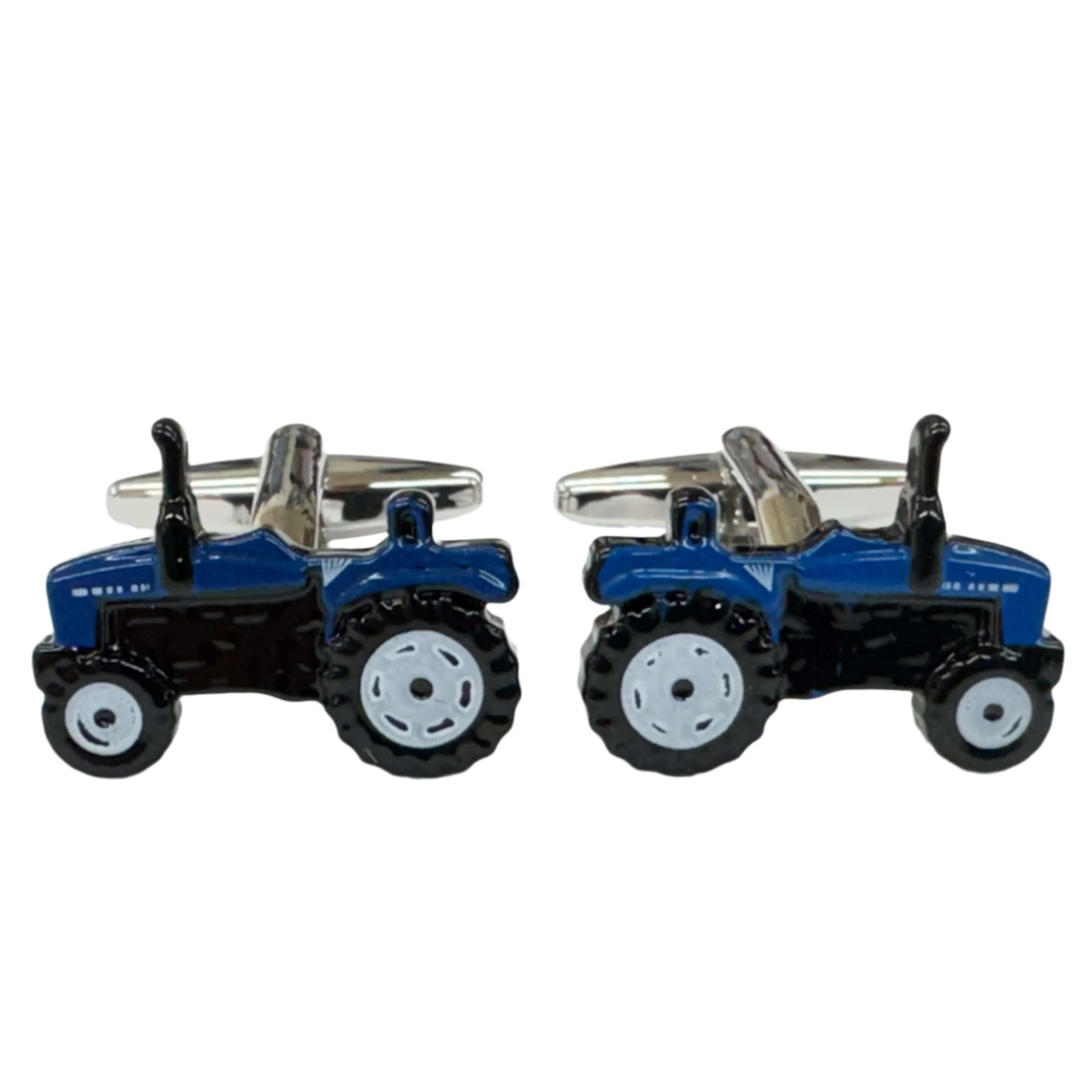 Van Buck blue tractor metal cufflinks – front view