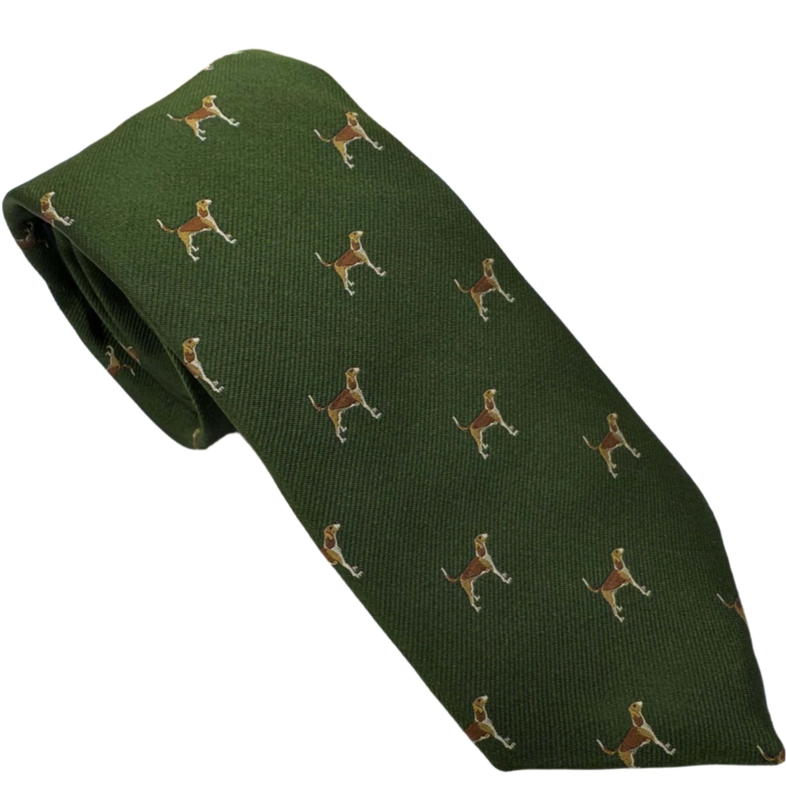 Hounds Motif Silk Sporting Tie