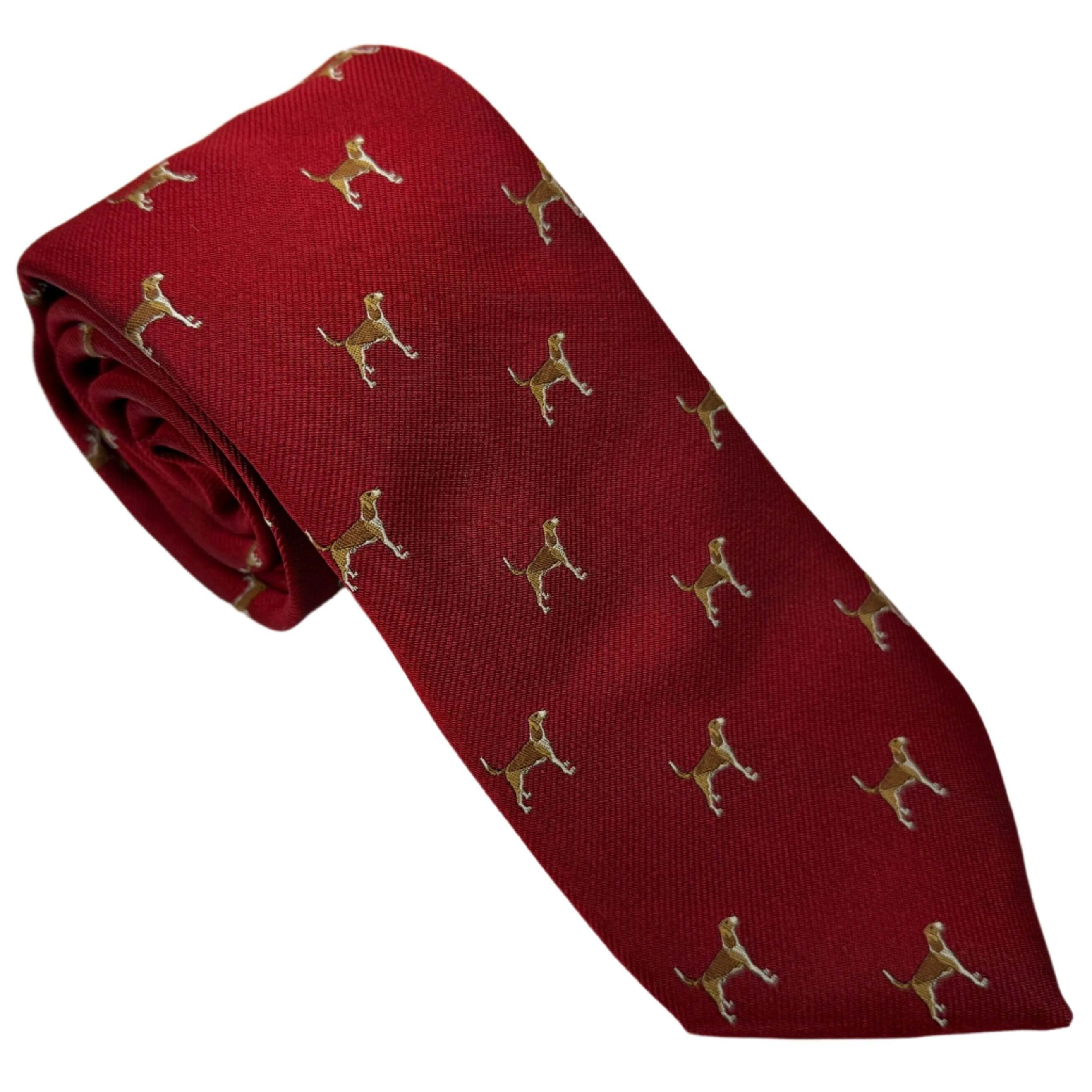 Hounds Motif Silk Sporting Tie