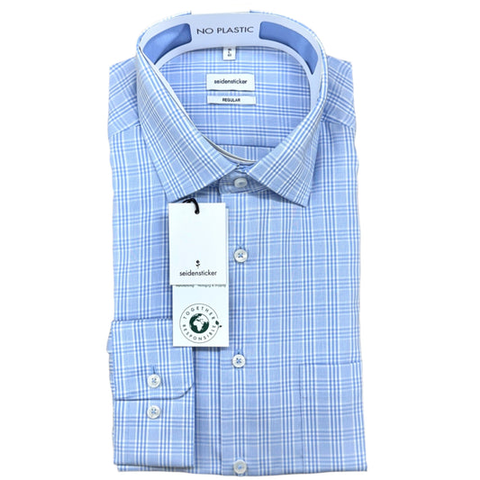 Seidensticker - Checked Blue Shirt - Size: 15 1/2"