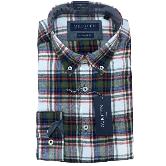 Gurteen - Warm Handle Check Shirt - Colour: Olive