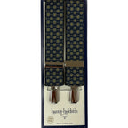 Hunt & Holditch - Fancy Clip Braces - Paisley Spot - Colour: Navy/Gold
