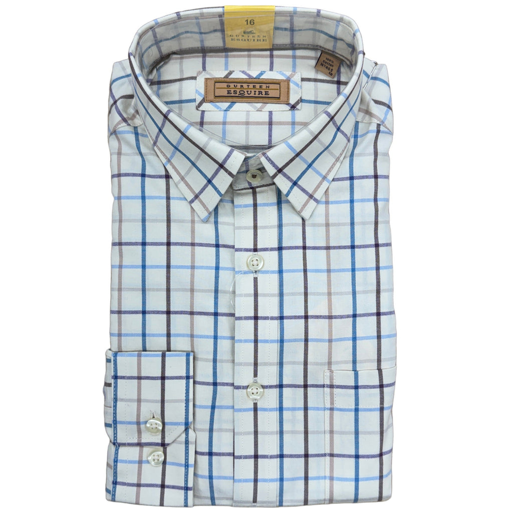 Gurteen Cumbria brushed cotton shirt in Teal Check – front view