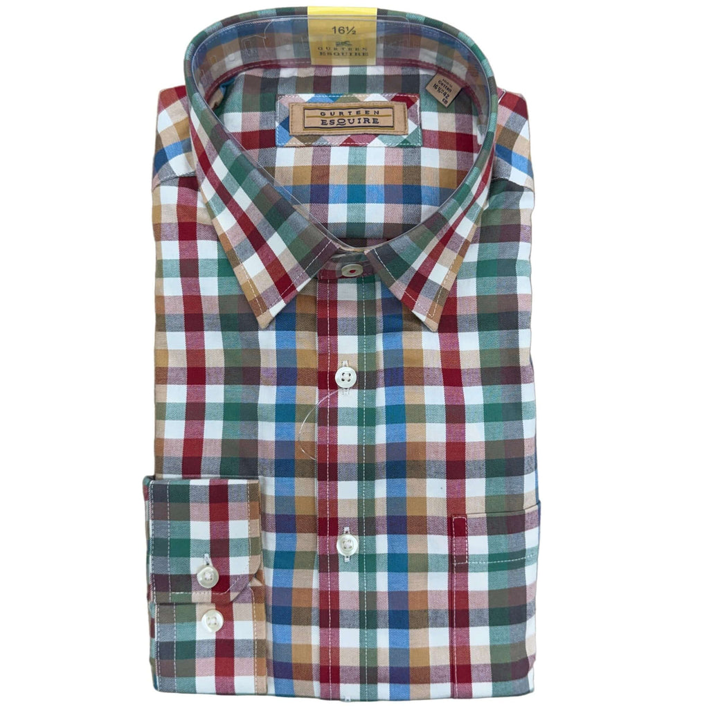 Gurteen Cumbria brushed cotton shirt in Autumn Check – front view