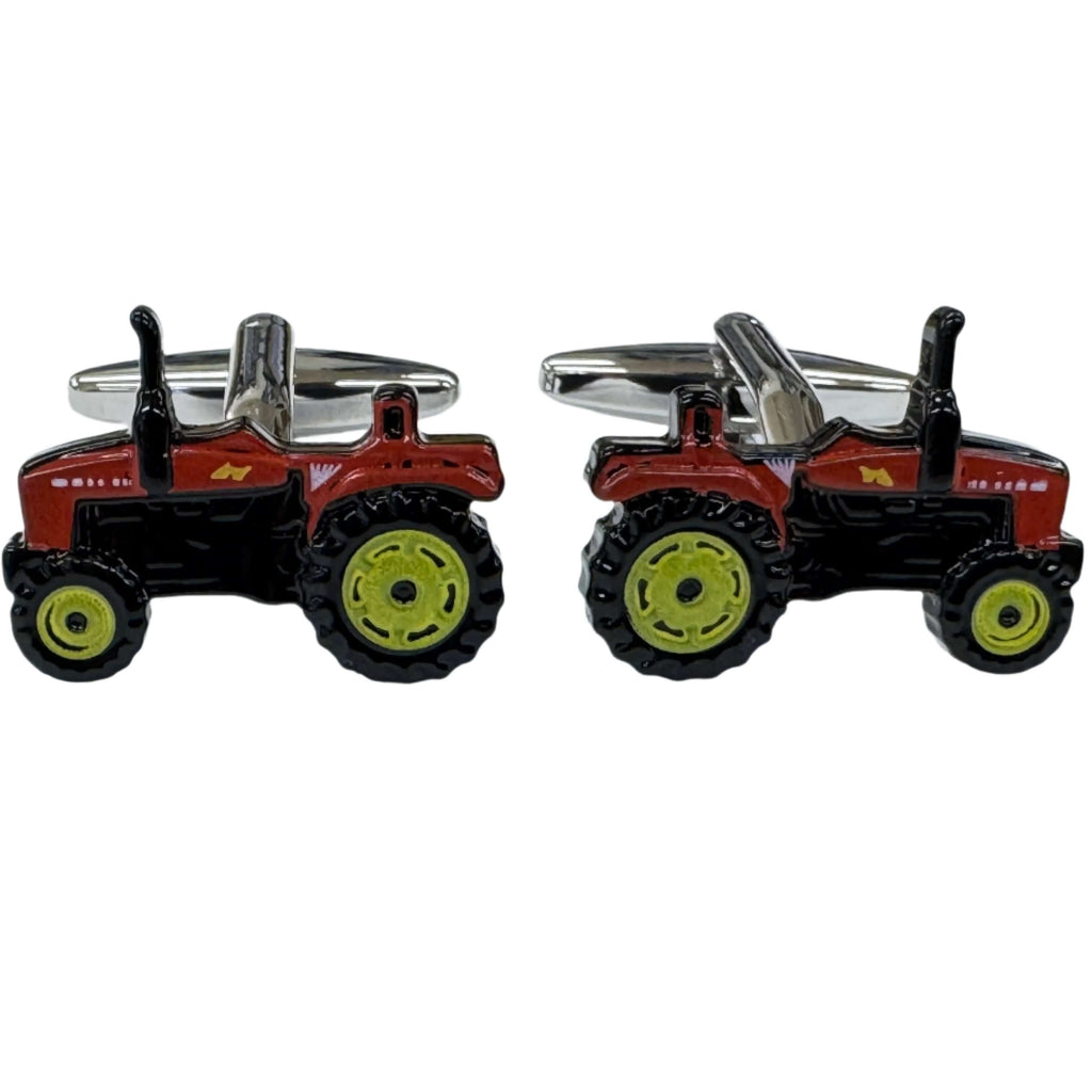 Van Buck red tractor metal cufflinks – front view
