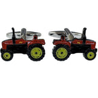 Van Buck red tractor metal cufflinks – front view