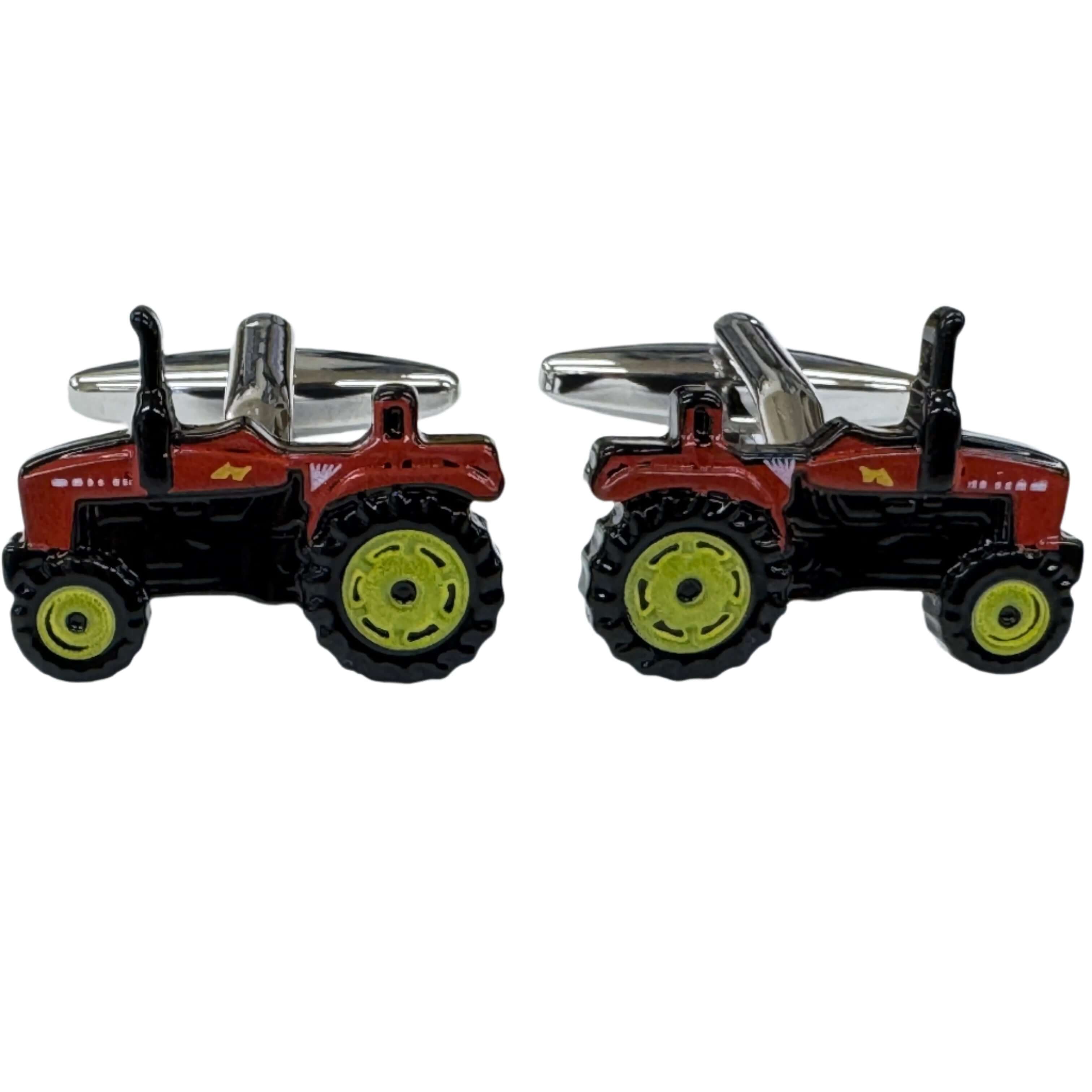 Van Buck red tractor metal cufflinks – front view