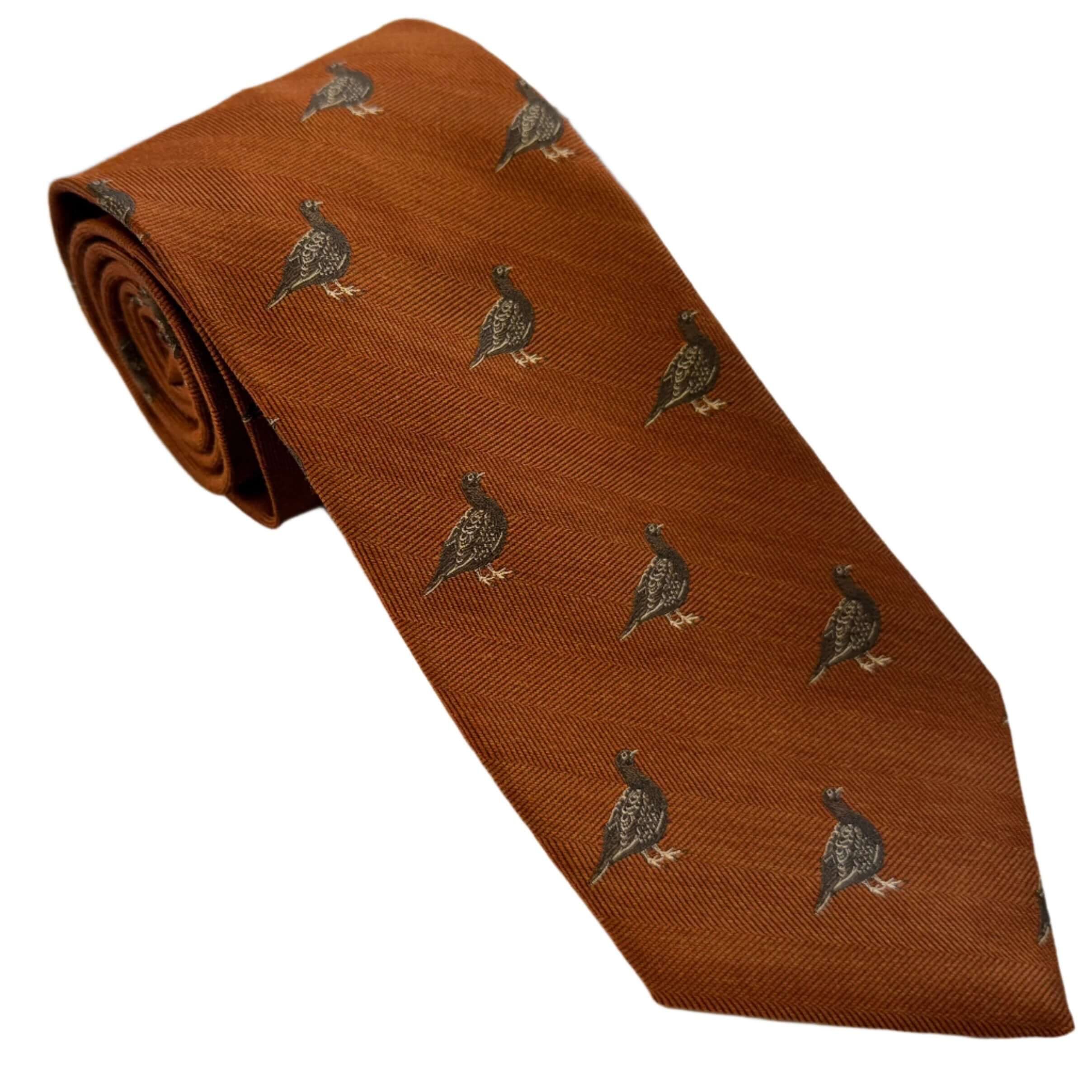 Wool and Silk Standing Grouse Tie