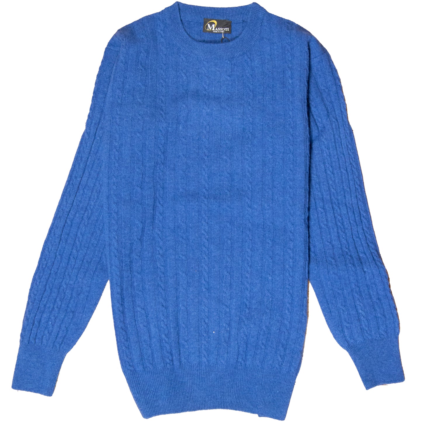 Massoti - Cabled Crew Neck Lambswool Pullover - Colour: Royal