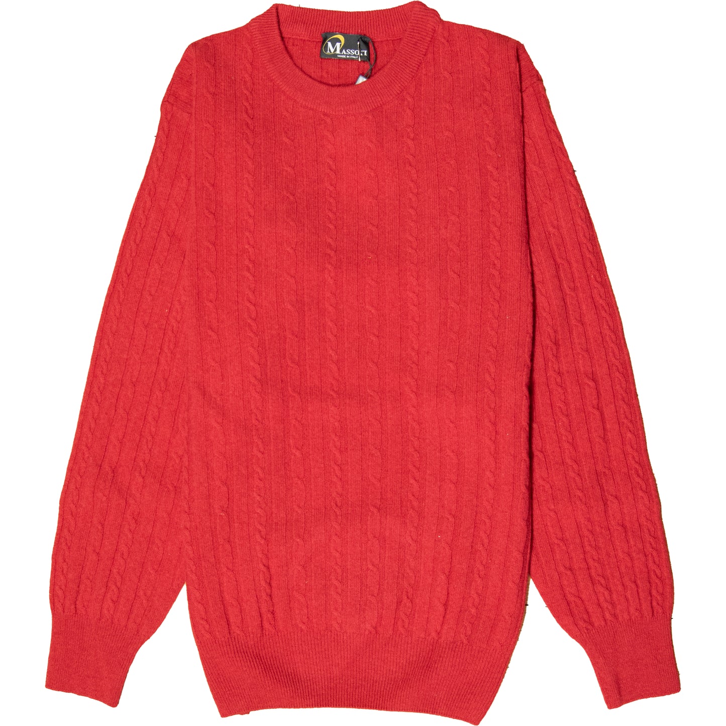 Massoti - Cabled Crew Neck Lambswool Pullover - Colour: Poppy