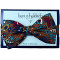 Hunt & Holditch floral silk bow tie with multicolour print on bronze
