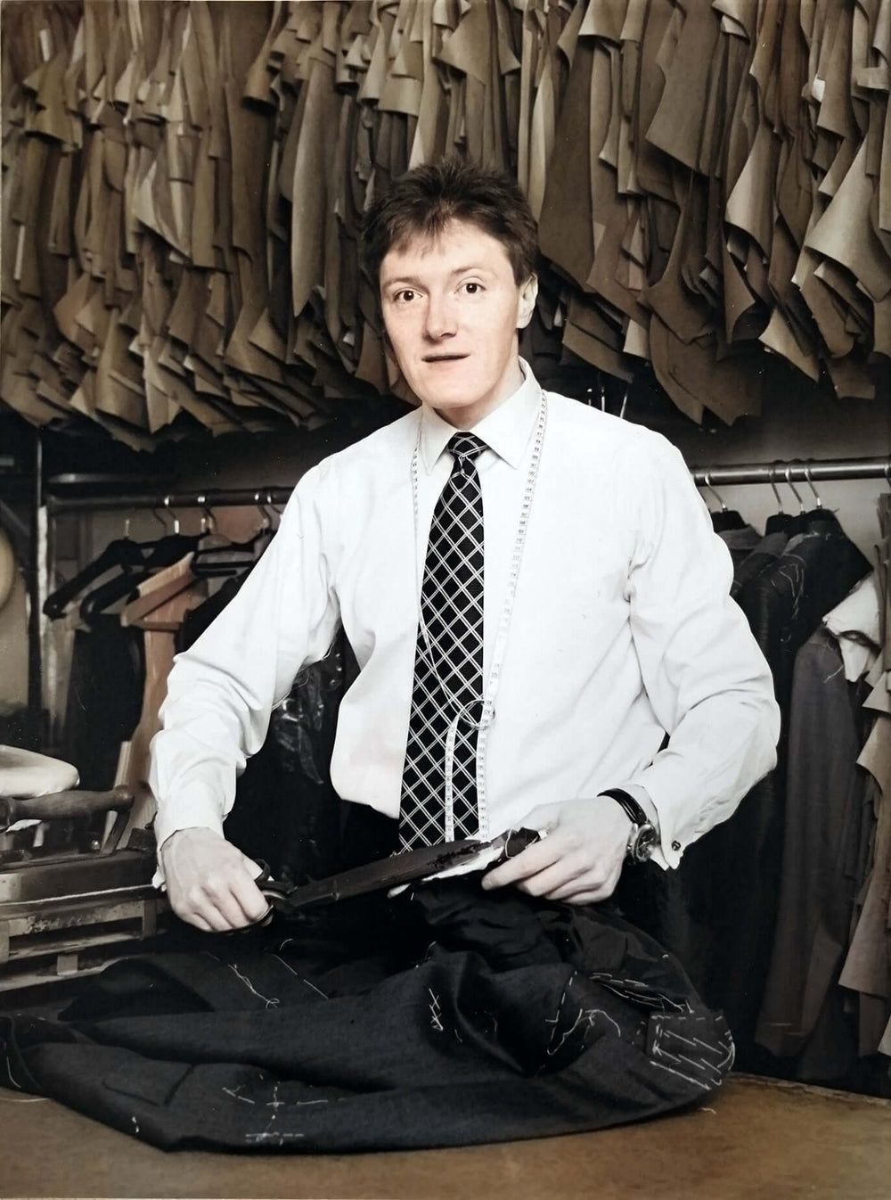 Aged 34, Andrew is very comfortable with his huge cutter’s shears, but he is less comfortable having his photograph taken.
