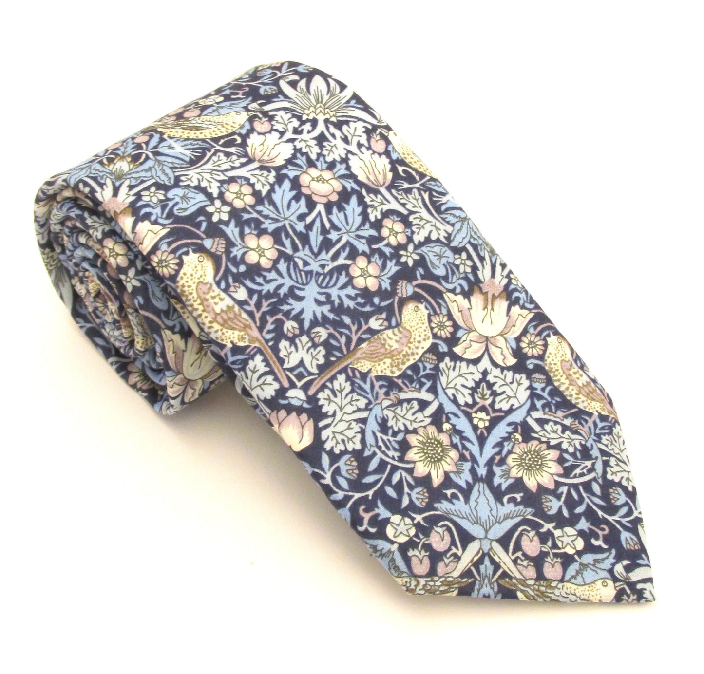 Van Buck - Tie Made from Liberty Fabric - Colour: Strawberry Thief Blue