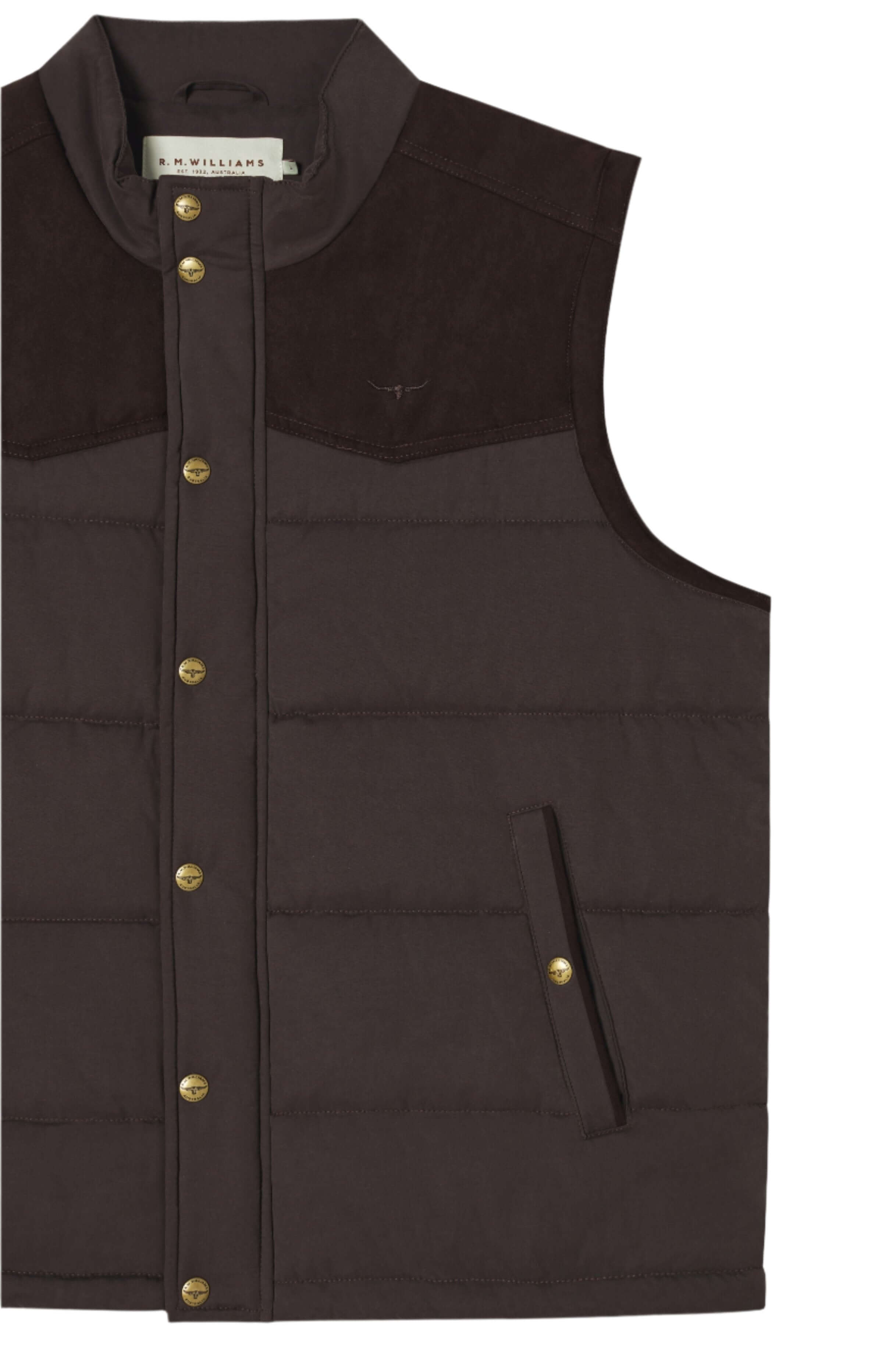 R M Williams - Carnarvon Vest - Colour: Chocolate
