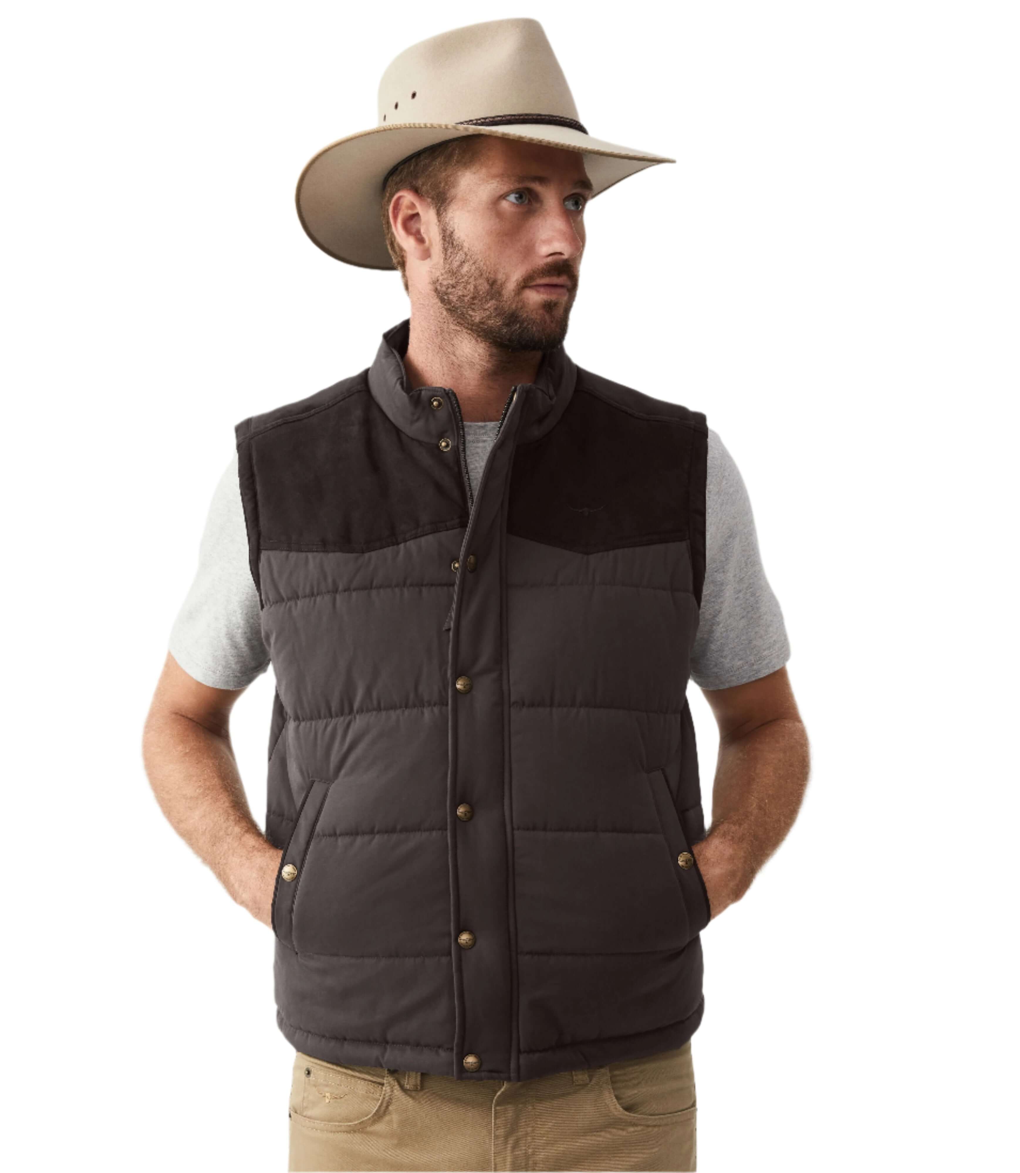 R M Williams - Carnarvon Vest - Colour: Chocolate