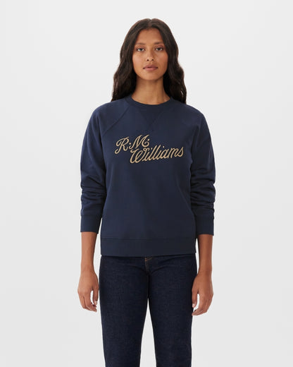 R M Williams - Contrast Script Crew - Colour: Navy