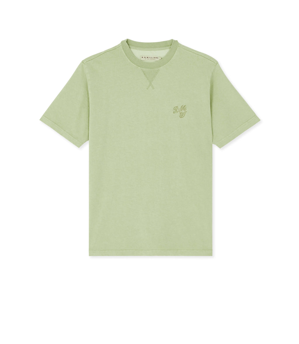 R.M.Williams Collaroy cotton jersey T-shirt in Eucalyptus, product view